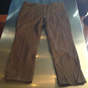 Duluth Flex Fire Hose Work Pants Men's 45x33 Brown Canvas 5-Pocket Relaxed Fit